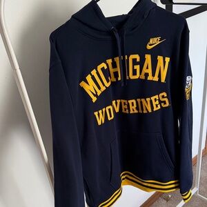 Nike Navy and Yellow Michigan Hoodie